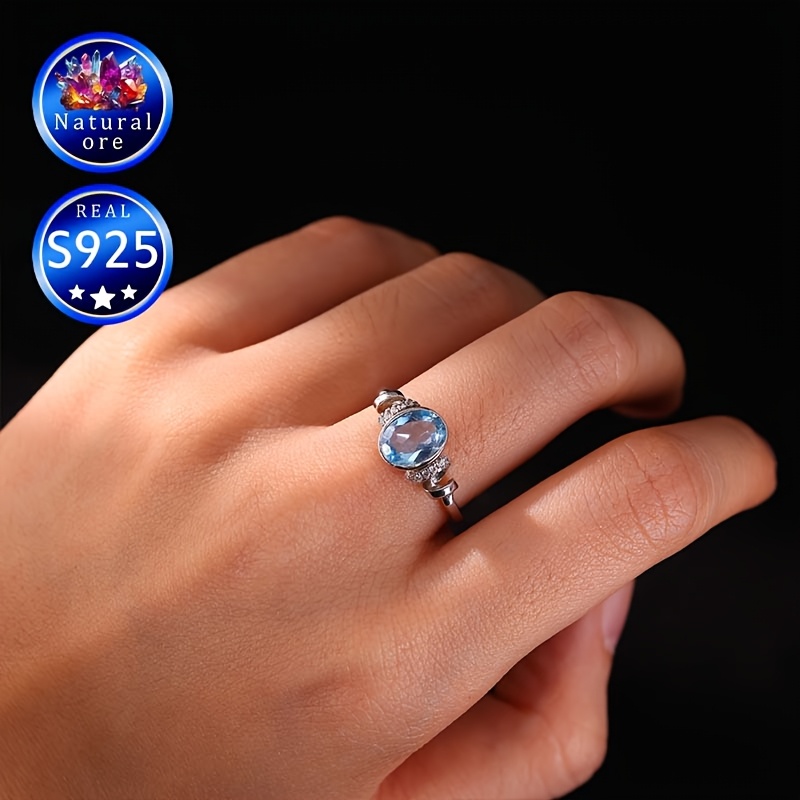 S925 Silver Topaz Ring Adjustable Ribbon Daily Wedding Accessories